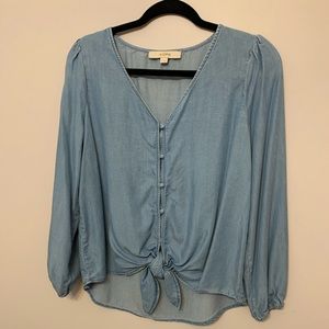 Loft size small women’s chambray shirt with tie front
